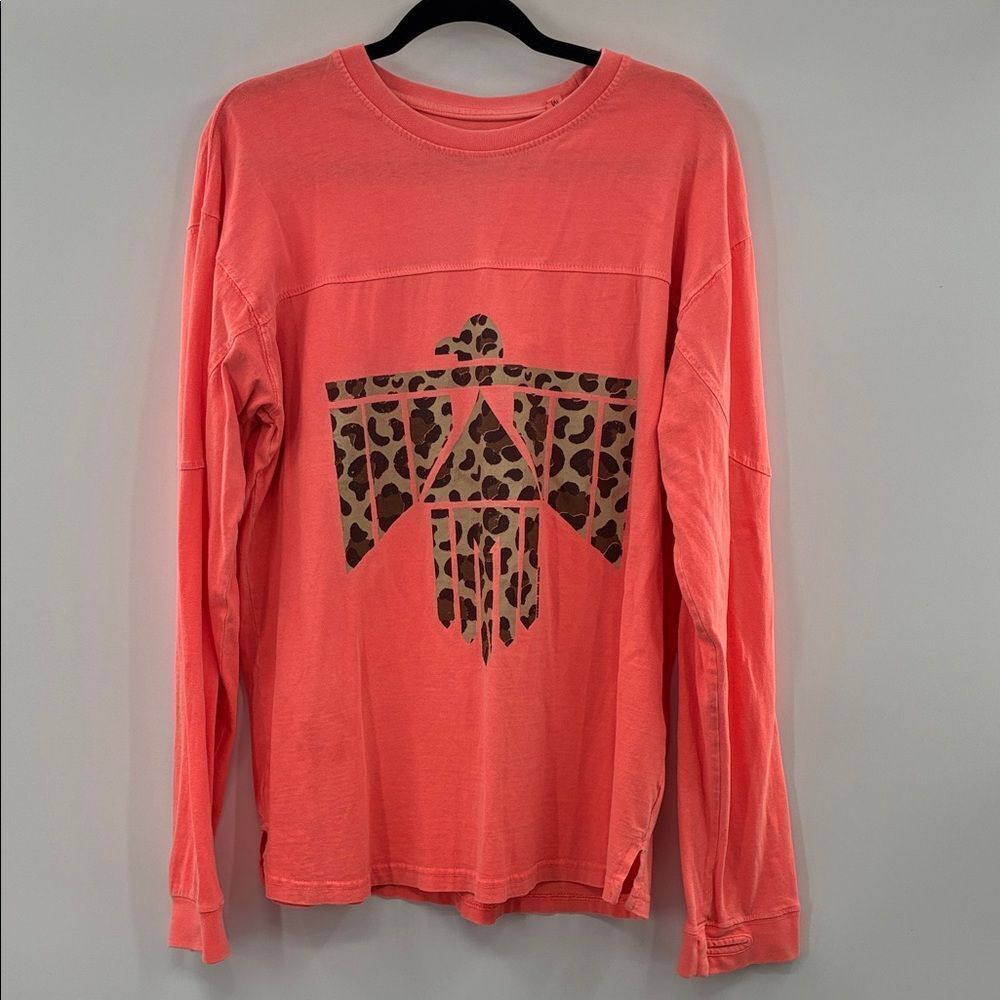 3For$20 Texas True Coral Long Sleeve Tee with Leopard Eagle Graphic size M